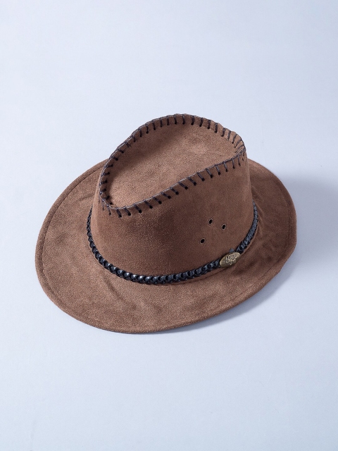 

Golden Peacock Men Brown Solid Cowboy Sun Hat