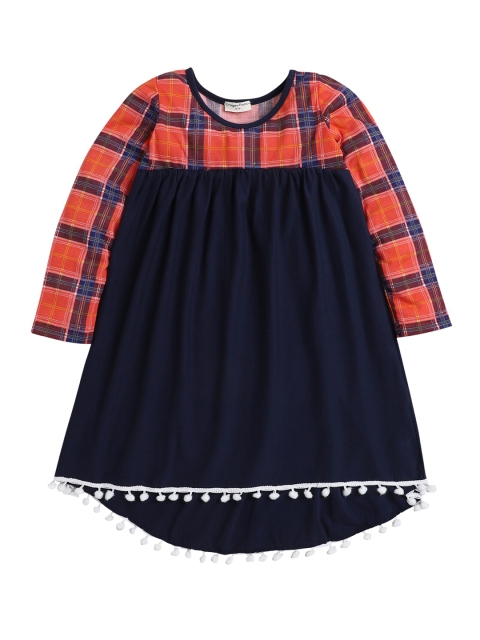 

Hopscotch Red & Navy Blue Checked A-Line Dress