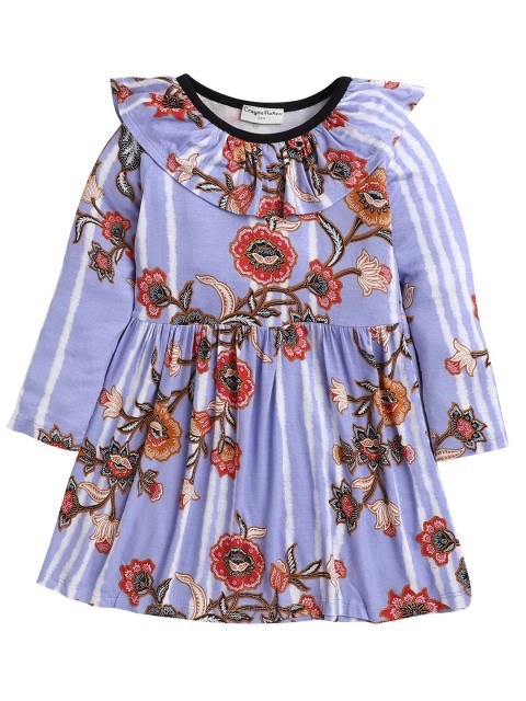 

Hopscotch Blue & Orange Floral Chiffon Midi Dress