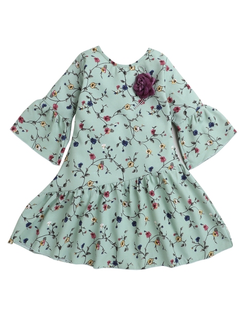

Hopscotch Green Floral Drop-Waist Dress