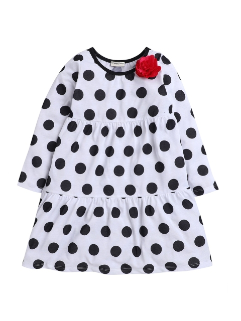 

Hopscotch White Polka Dots Pure Cotton A-Line Dress