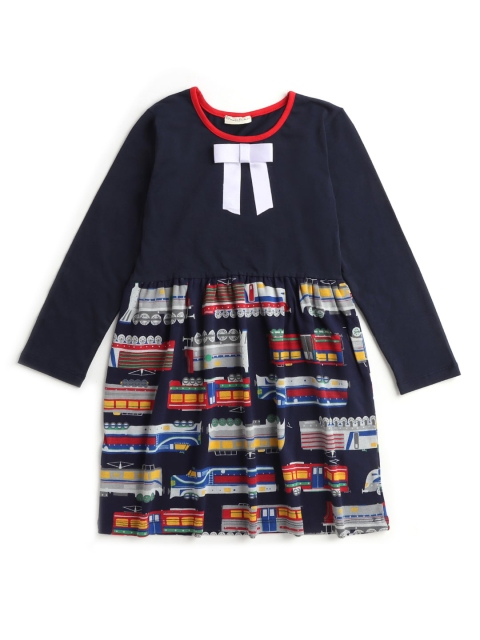 

Hopscotch Blue Printed A-Line Dress