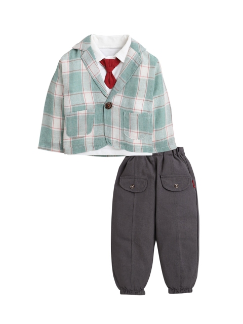 

Hopscotch Boys Green & Grey Pure Cotton Shirt with Trousers