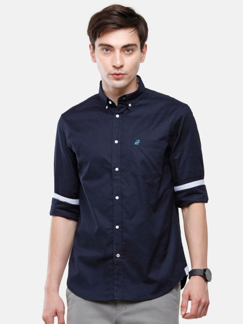 

Double Two Men Navy Blue Smart Slim Fit Casual Shirt