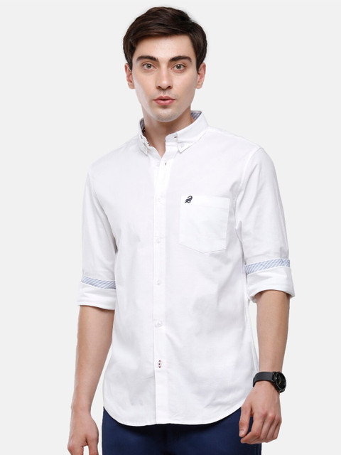 

Double Two Men White Smart Slim Fit Casual Shirt