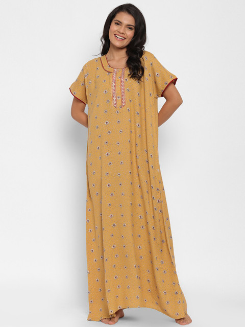 

Sweet Dreams Khaki Printed Maxi Nightdress