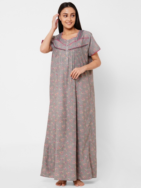 

Sweet Dreams Grey Printed Maxi Nightdress