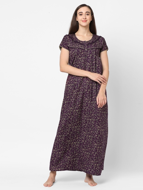 

Sweet Dreams Purple Printed Maxi Nightdress