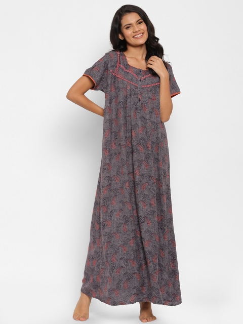 

Sweet Dreams Grey Printed Maxi Nightdress
