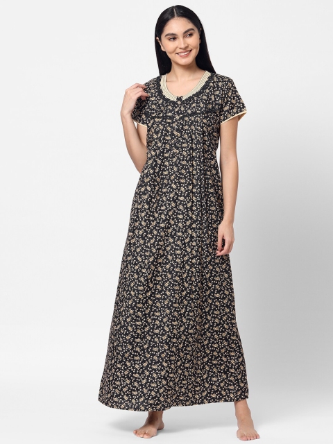 

Sweet Dreams Black Printed Maxi Nightdress