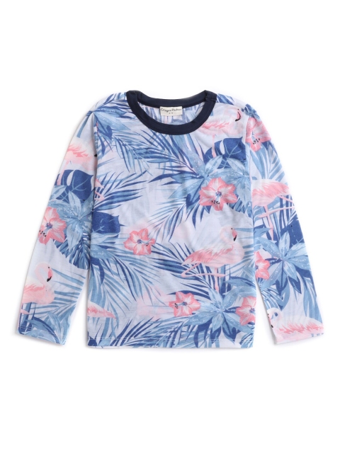 

Hopscotch Boys Blue Floral Printed T-shirt