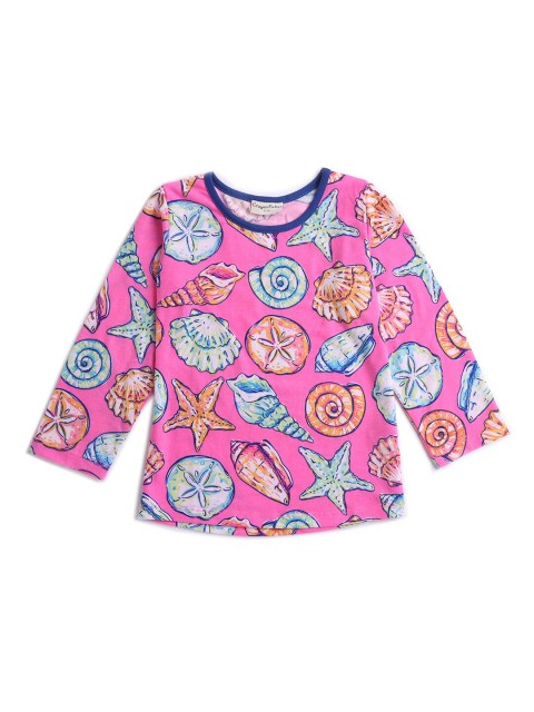 

Hopscotch Girls Pink & Blue Printed Cotton T-shirt