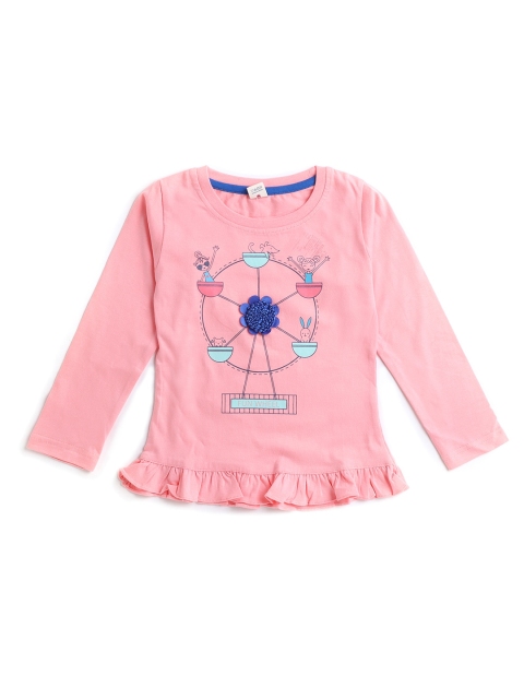 

Hopscotch Girls Pink Printed T-shirt