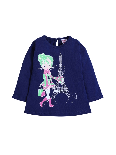 

Hopscotch Girls Navy Blue Printed T-shirt