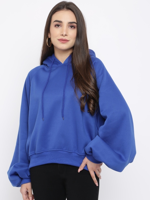 

iki chic Women Blue Hooded Sweatshirt