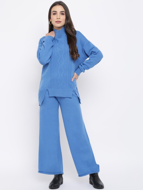 

iki chic Women Blue Top with Wide Leg Trouser Set