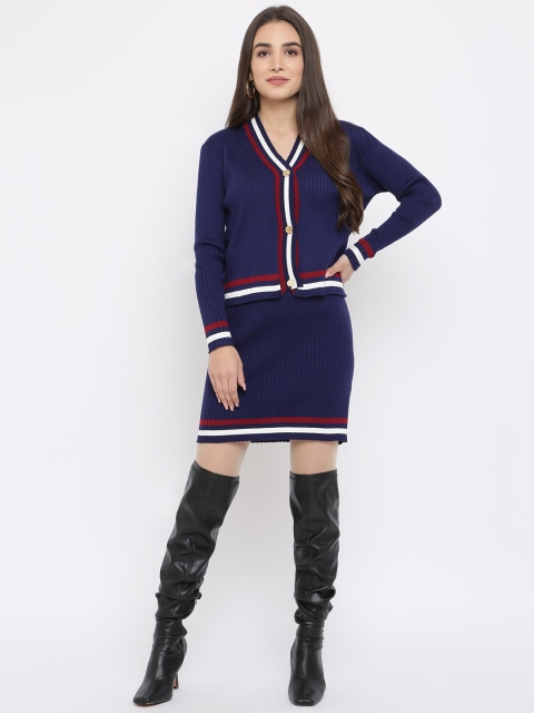 

iki chic Women Navy Blue Cotton Co-Ords