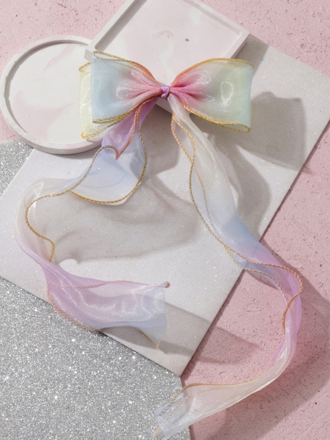 

Toniq Kids Girls Multicolour Ombre Mesh Bow Hair Clip, Multi