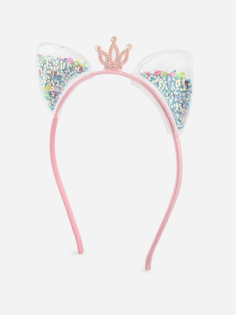 

Toniq Kids Girls Pink & Blue Embellished Cat Ear Crown Hairband