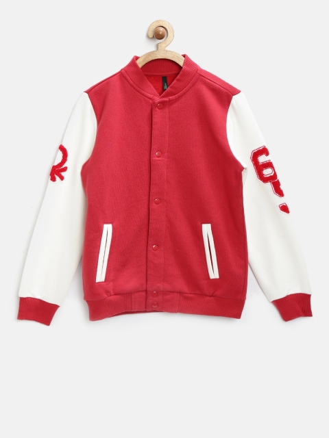 

United Colors of Benetton Boys Red & White Colourblocked Sweatshirt