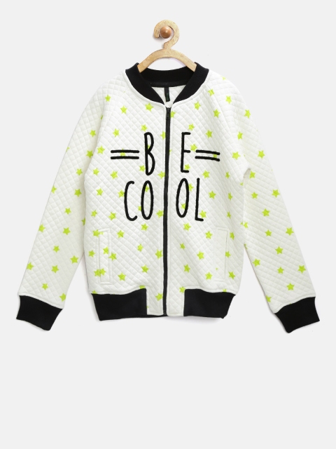 

United Colors of Benetton Girls White Printed Quilted Sweatshirt