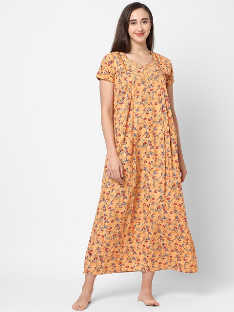

Sweet Dreams Yellow Floral Printed Cotton Maxi Nightdress