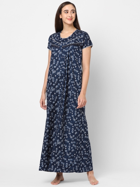 

Sweet Dreams Womens Navy Blue Printed Maxi Nightdress