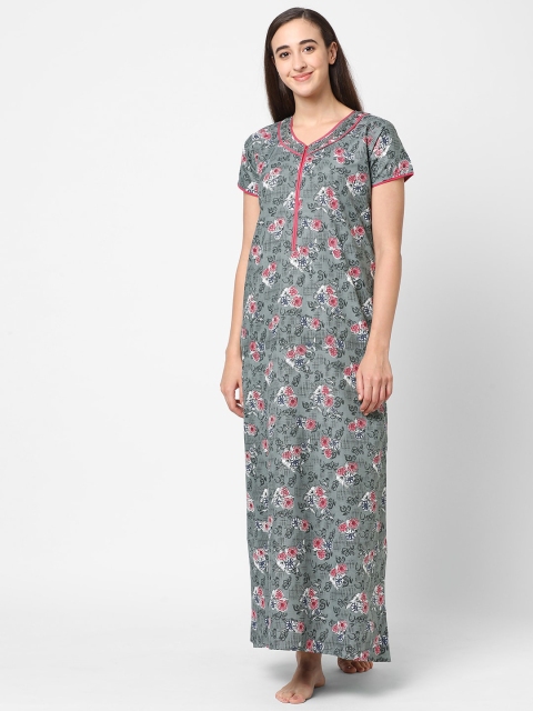 

Sweet Dreams Women Grey Printed Maxi Nightdress
