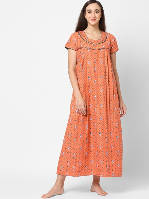 

Sweet Dreams Rust Coloured Printed Maxi Nightdress