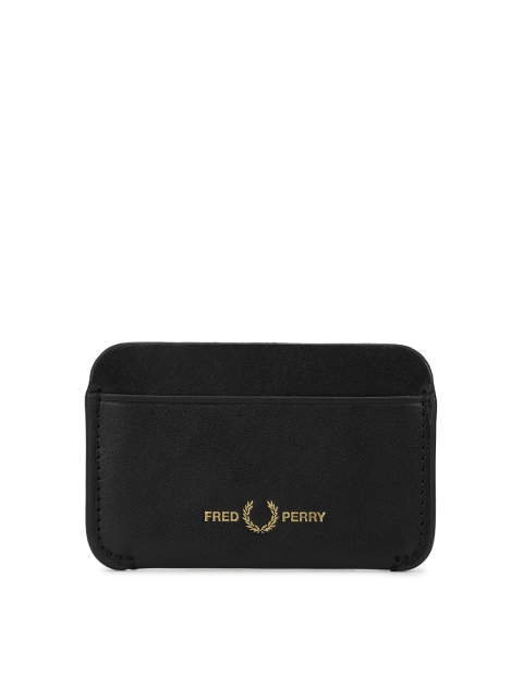 

Fred Perry Men Black & Gold-Toned Leather Card Holder