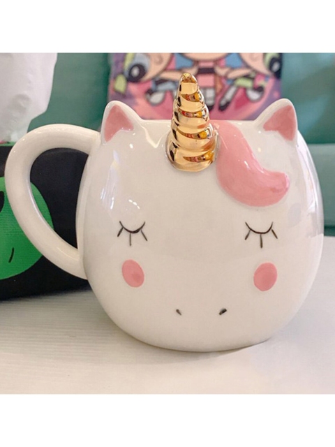 

BonZeaL White & Pink Solid Ceramic Glossy Mug