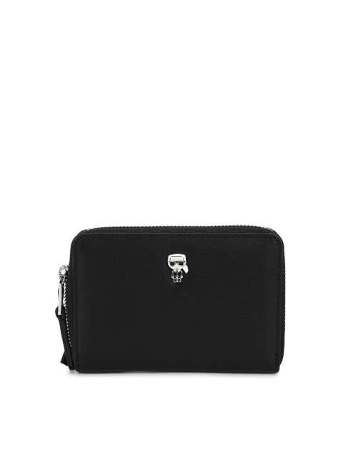 

Karl Lagerfeld Women Black Genuine Leather Zip Around Wallet