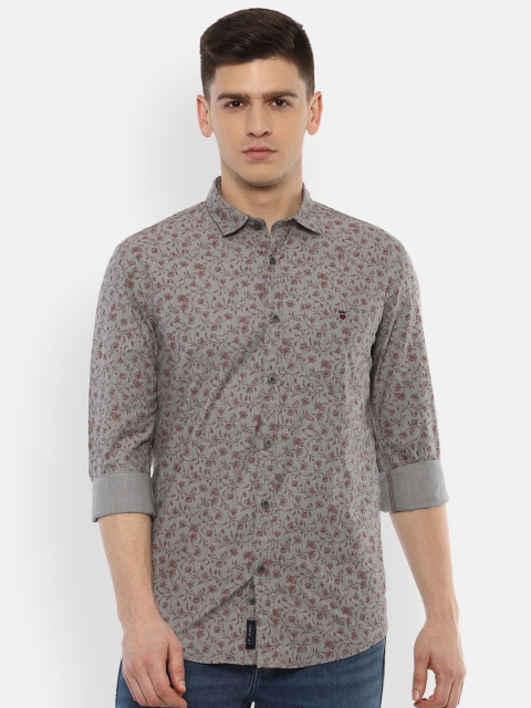 

Louis Philippe Jeans Men Grey Slim Fit Floral Pure Cotton Printed Casual Shirt