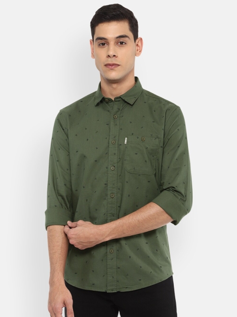 

Louis Philippe Jeans Men Olive Green Slim Fit Printed Casual Shirt