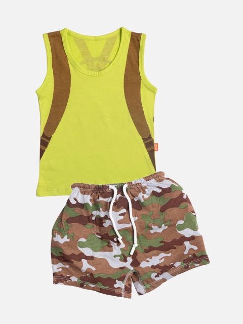 

You Got Plan B Yellow & Brown Printed Pure Cotton clothing set