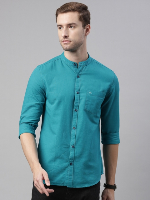 

Chennis Men Teal Slim Fit Pure Cotton Casual Shirt