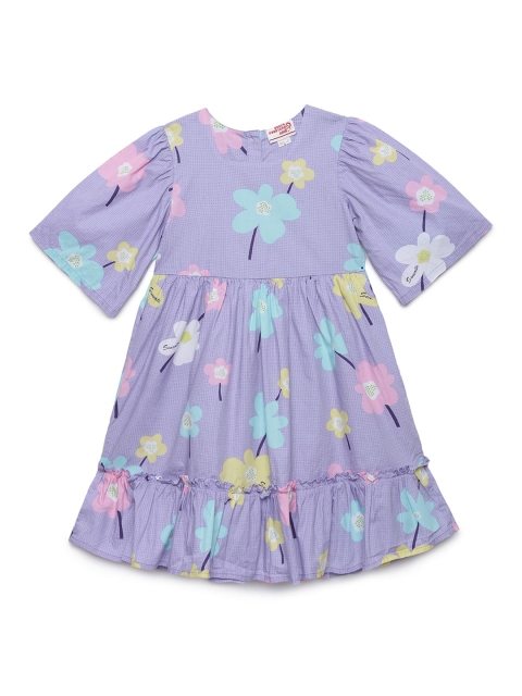 

UNDER FOURTEEN ONLY Purple Floral Printed Fit & Flared Dress