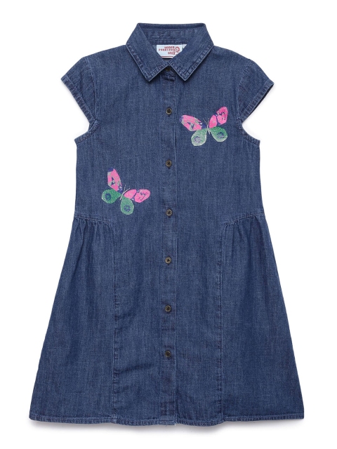 

UNDER FOURTEEN ONLY Blue & Pink Denim A-Line Dress