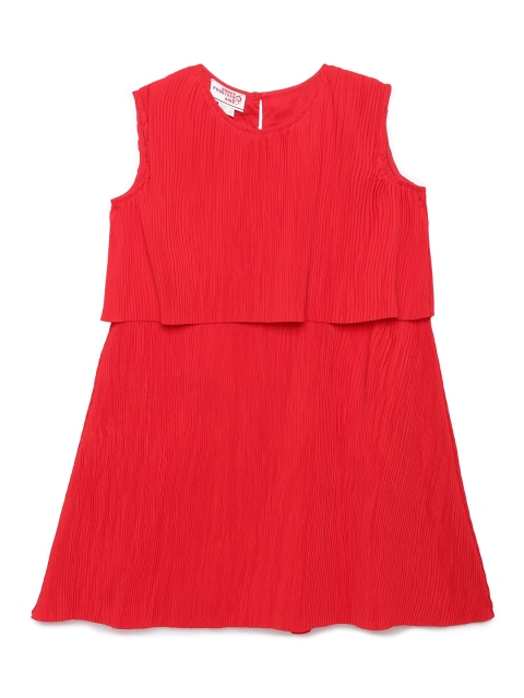 

UNDER FOURTEEN ONLY Girls Red Crepe A-Line Dress