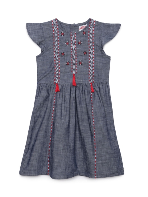 

UNDER FOURTEEN ONLY Blue Embroidered Denim Dress
