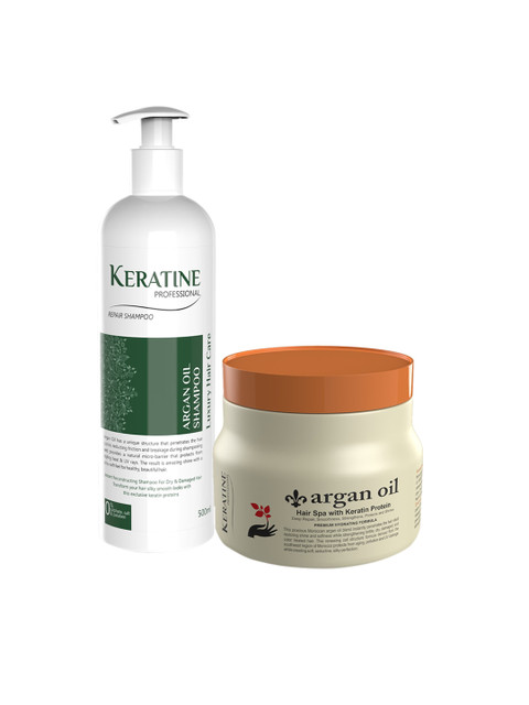 

KERATINE PROFESSIONAL Argan Oil Sulphate Free Shampoo & Mask 500 ml Each, Black
