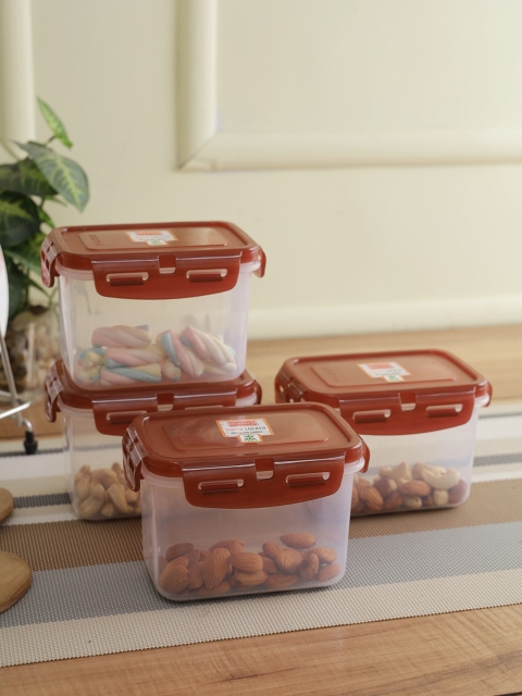 

POLYSET Set Of 4 Transparent & Brown Plastic Storage Container