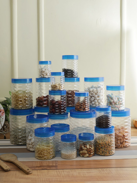 

POLYSET Set Of 24 Transparent & Blue Plastic Storage Containers