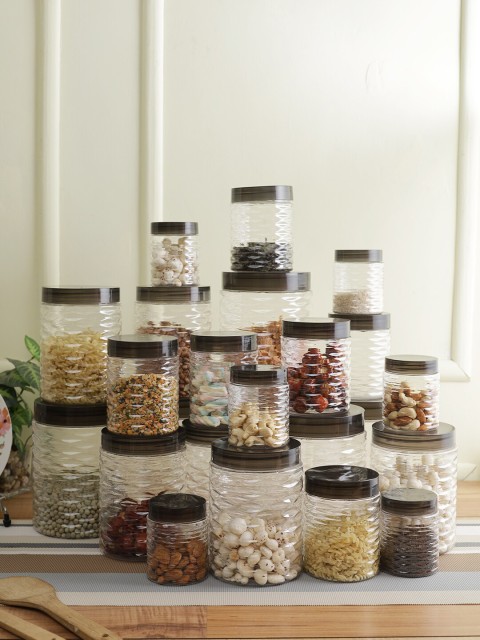 

POLYSET Set of 24 Black Airtight Containers, Transparent