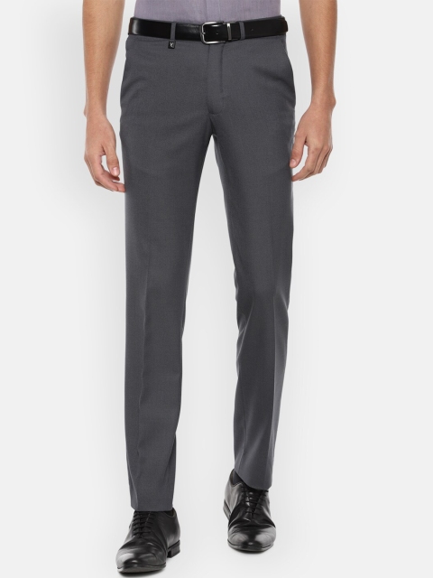 

V Dot Men Charcoal Textured Slim Fit Trousers