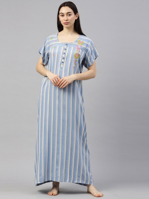 

GOLDSTROMS Blue Embroidered Maxi Nightdress