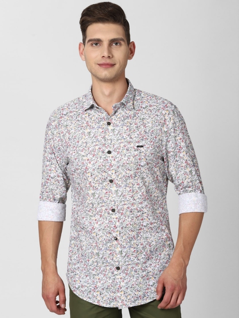 

Peter England Casuals Men Grey Slim Fit Floral Printed Pure Cotton Casual Shirt