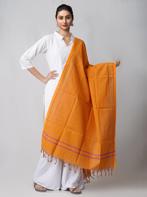 

Unnati Silks Orange Ethnic Motifs Woven Design Pure Cotton Dupatta