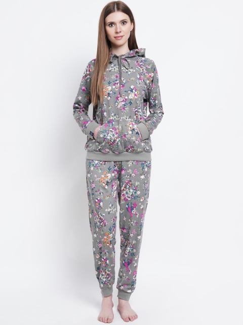

Purple State Women Grey Floral Printed Tracksuit