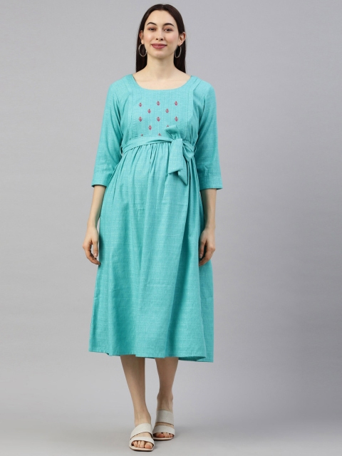 

GOLDSTROMS Sea Green Maternity A-Line Midi Dress